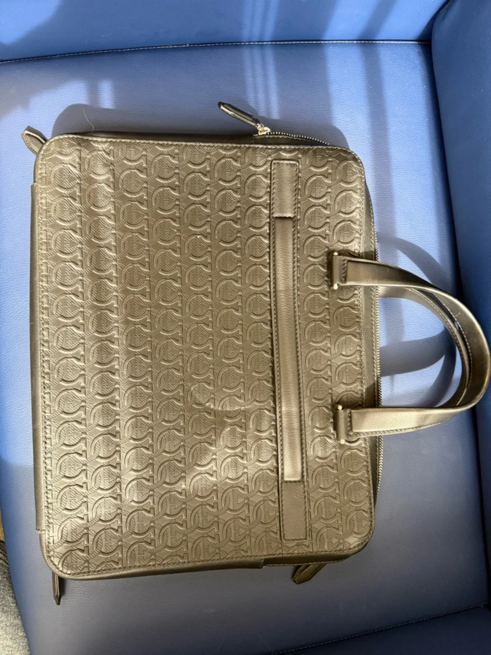 Salvatore Ferragamo Black Embossed Gancini Leather Briefcase